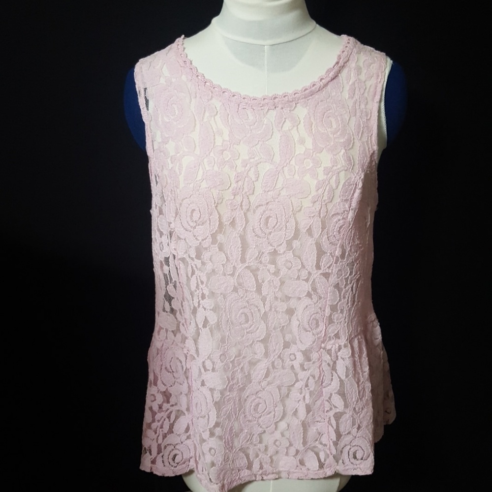 Pink Lace Peplum Blouse